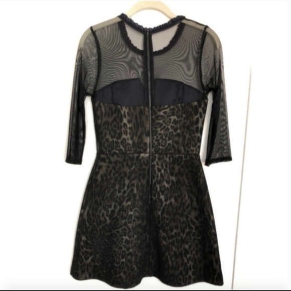 Sandro leopard animal print mini dress Robyn Black Brown - Picture 3 of 6